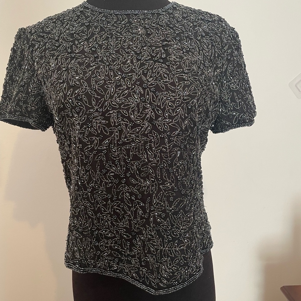 Petite Medium silk beaded Papell Boutique Evening top perfect for Era’s Tour!